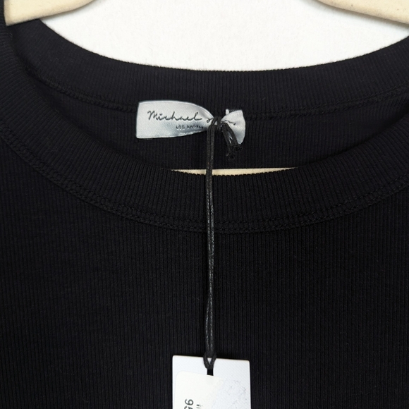 NWT Michael Stars Black Ultra Ribbed Mona Ruched Side Mini Dress Size S - Picture 6 of 10